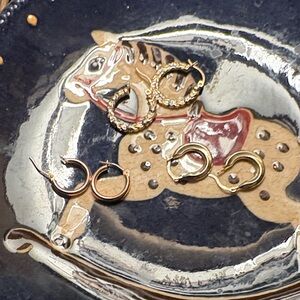 10k gold tricolor hoops Bundle (3)